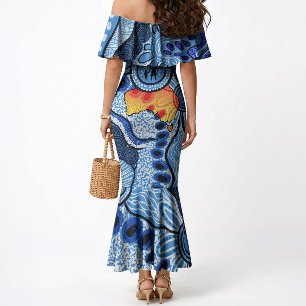 Australia Aboriginal Fathers Day Mermaid Dress Indigenous Dot Art Pattern - Parent Child