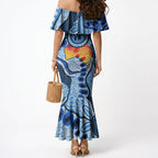 Australia Aboriginal Fathers Day Mermaid Dress Indigenous Dot Art Pattern - Parent Child