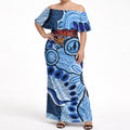 Australia Aboriginal Fathers Day Off Shoulder Maxi Dress Indigenous Dot Art Pattern - Parent Child