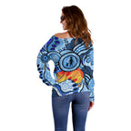 Australia Aboriginal Fathers Day Off Shoulder Sweater Indigenous Dot Art Pattern - Parent Child