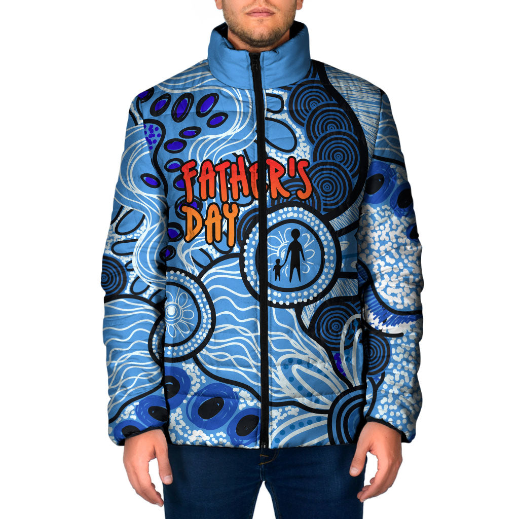Australia Aboriginal Fathers Day Padded Jacket Indigenous Dot Art Pattern - Parent Child