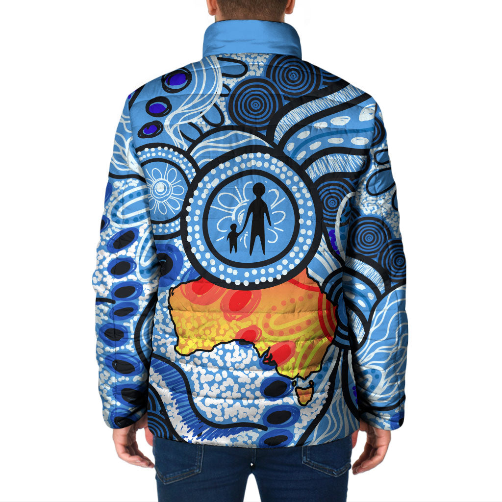 Australia Aboriginal Fathers Day Padded Jacket Indigenous Dot Art Pattern - Parent Child