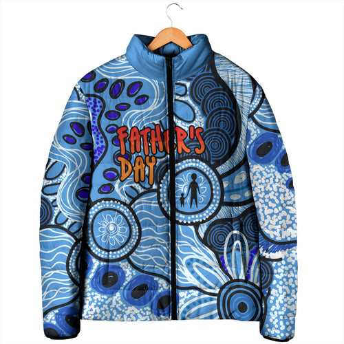 Australia Aboriginal Fathers Day Padded Jacket Indigenous Dot Art Pattern - Parent Child
