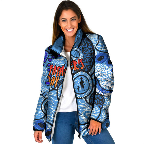Australia Aboriginal Fathers Day Padded Jacket Indigenous Dot Art Pattern - Parent Child