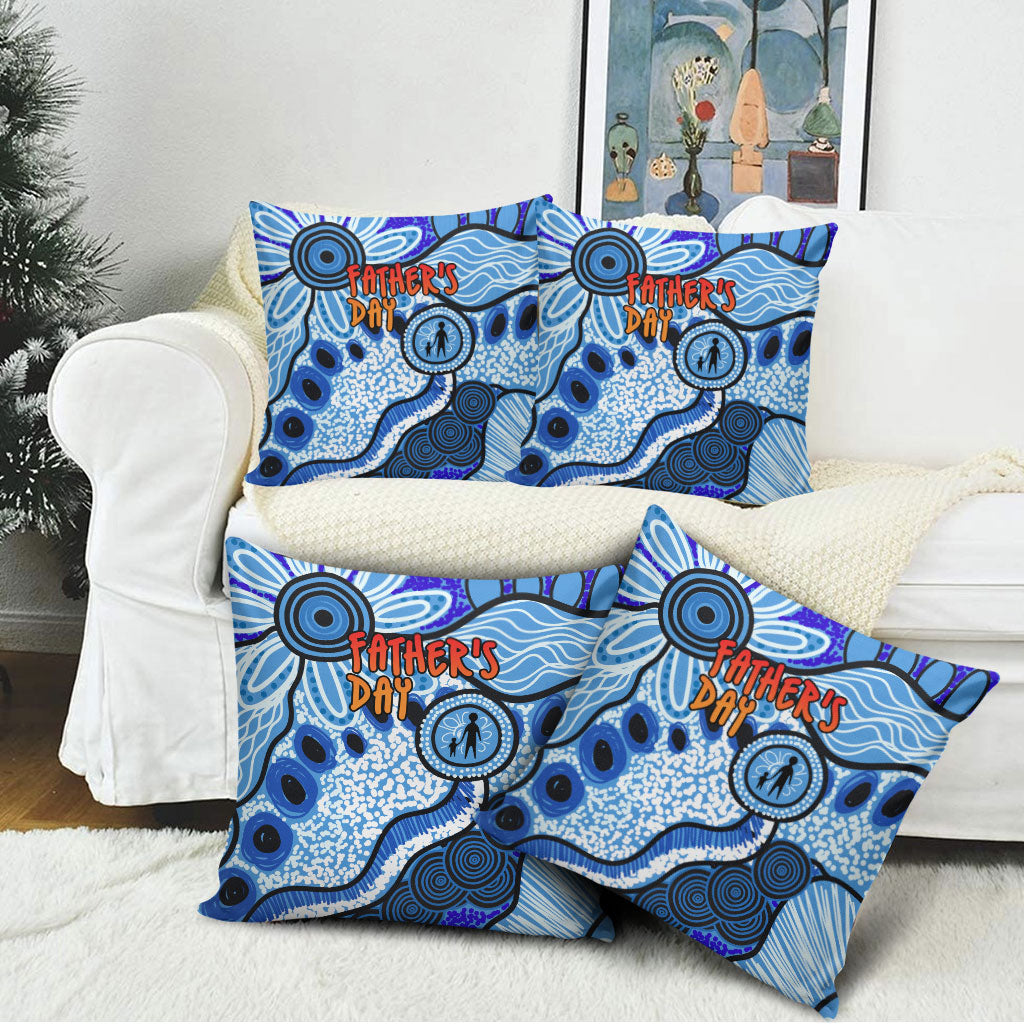 Australia Aboriginal Fathers Day Pillow Cover Indigenous Dot Art Pattern - Parent Child