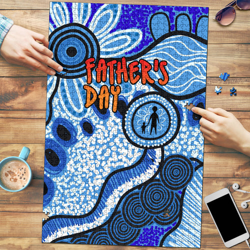 Australia Aboriginal Fathers Day Puzzle Indigenous Dot Art Pattern - Parent Child