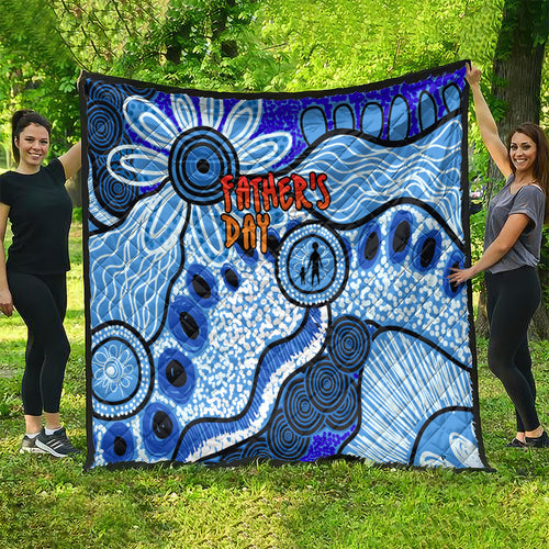 Australia Aboriginal Fathers Day Quilt Indigenous Dot Art Pattern - Parent Child