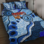 Australia Aboriginal Fathers Day Quilt Bed Set Indigenous Dot Art Pattern - Parent Child