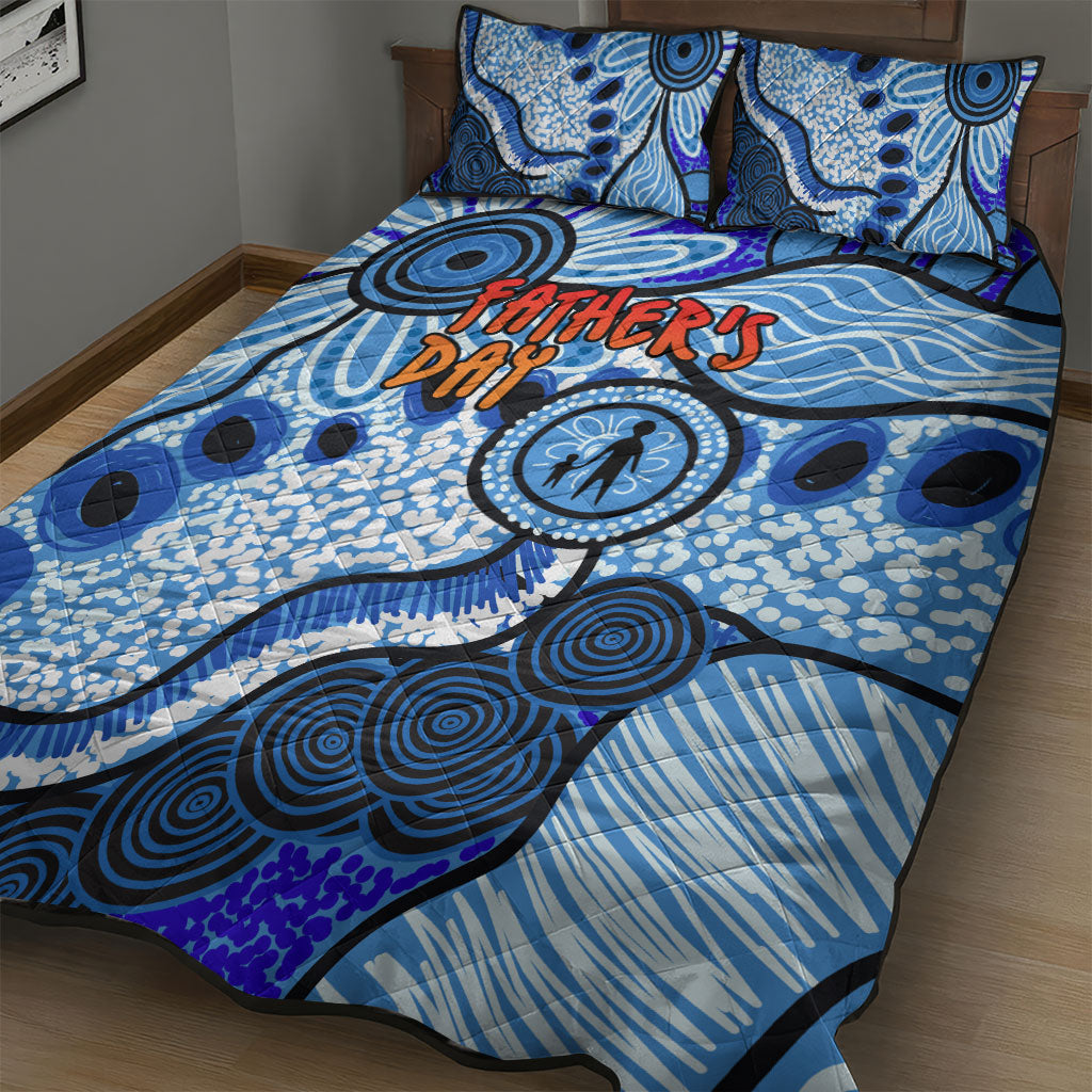 Australia Aboriginal Fathers Day Quilt Bed Set Indigenous Dot Art Pattern - Parent Child