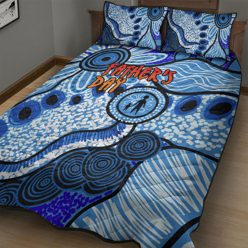 Australia Aboriginal Fathers Day Quilt Bed Set Indigenous Dot Art Pattern - Parent Child