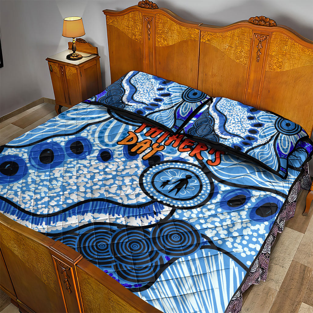 Australia Aboriginal Fathers Day Quilt Bed Set Indigenous Dot Art Pattern - Parent Child