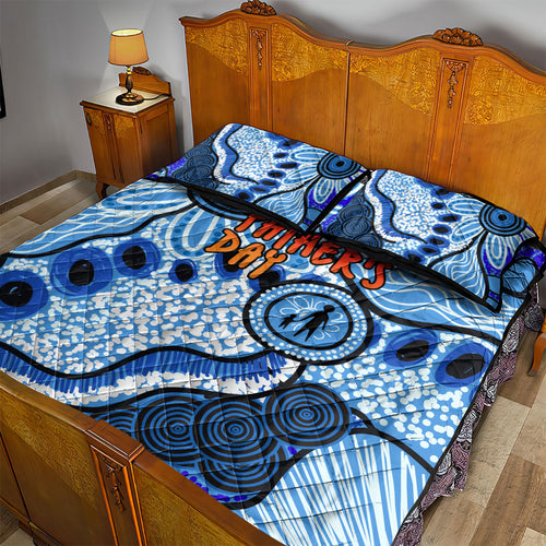 Australia Aboriginal Fathers Day Quilt Bed Set Indigenous Dot Art Pattern - Parent Child