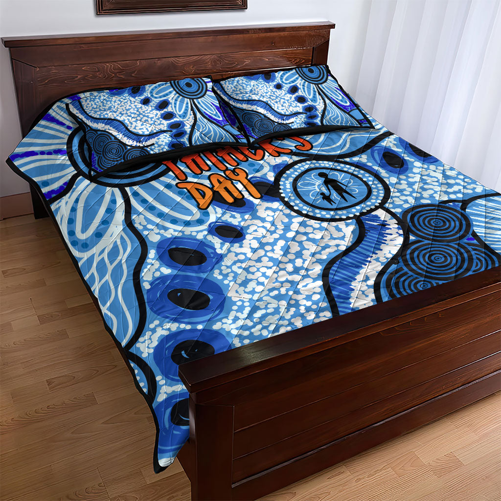Australia Aboriginal Fathers Day Quilt Bed Set Indigenous Dot Art Pattern - Parent Child