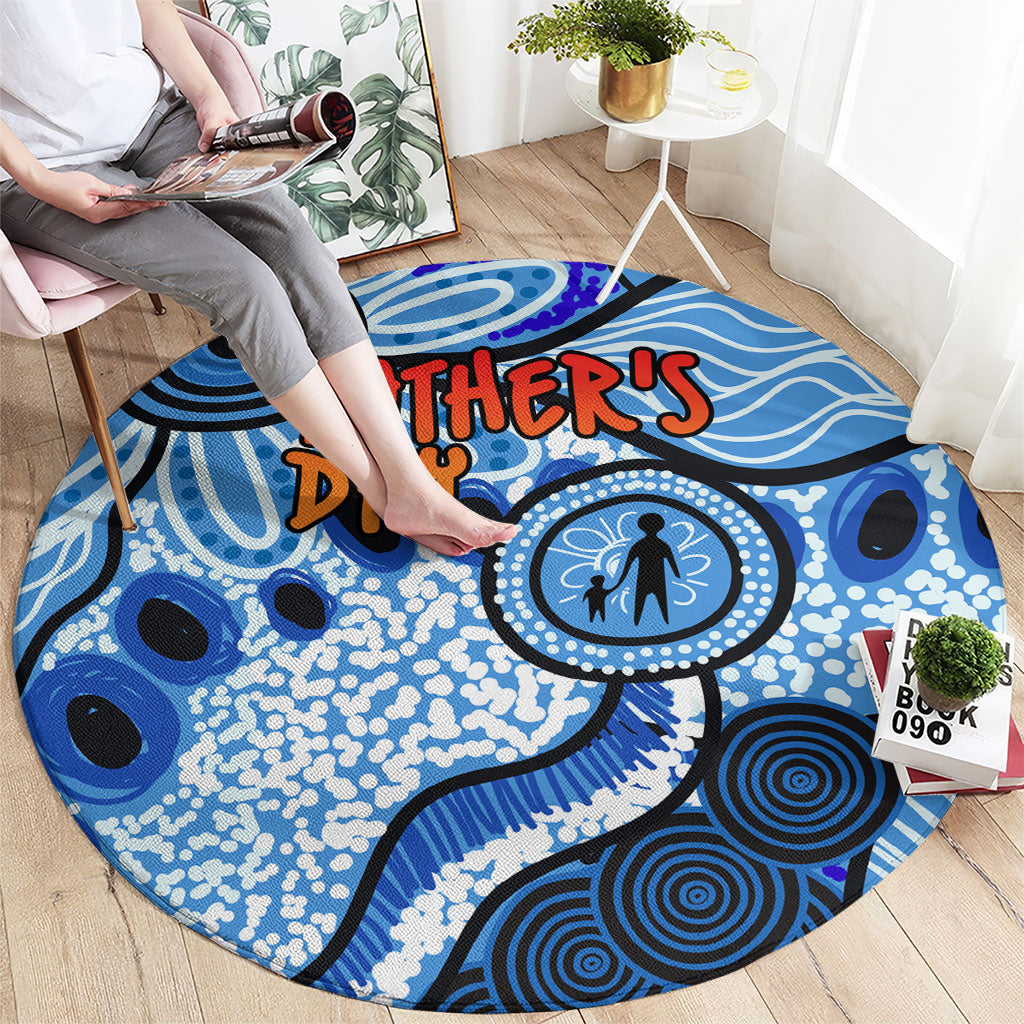 Australia Aboriginal Fathers Day Round Carpet Indigenous Dot Art Pattern - Parent Child