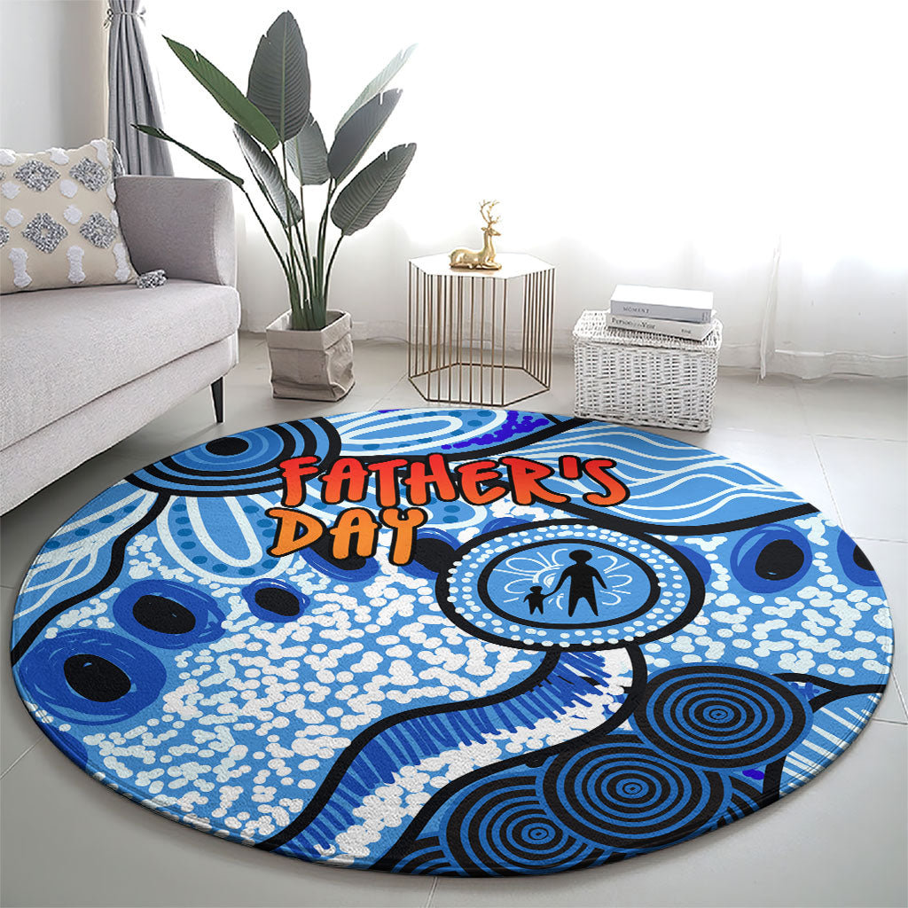 Australia Aboriginal Fathers Day Round Carpet Indigenous Dot Art Pattern - Parent Child