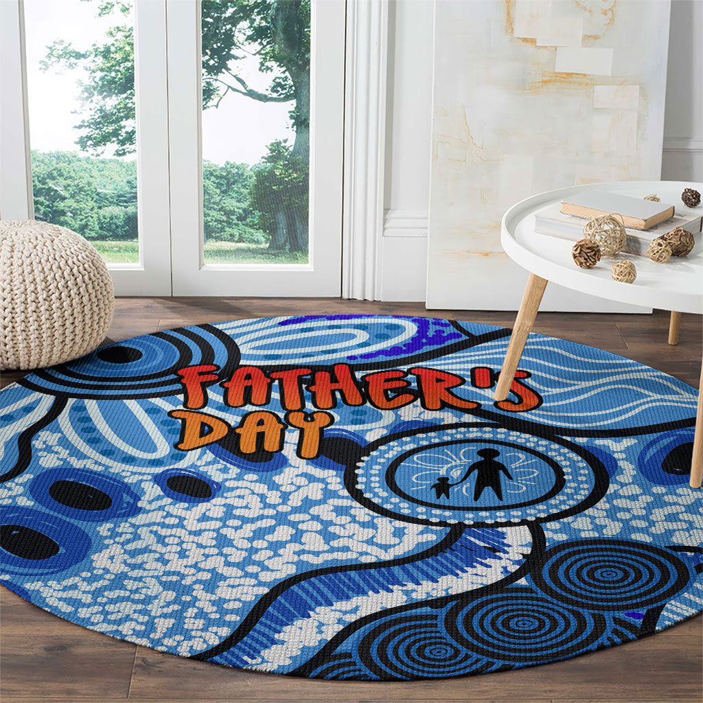 Australia Aboriginal Fathers Day Round Carpet Indigenous Dot Art Pattern - Parent Child