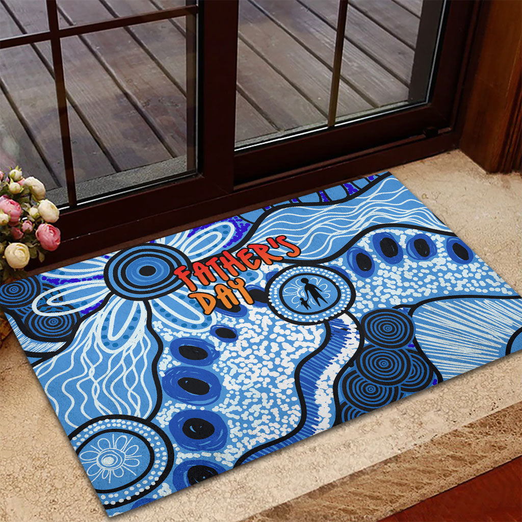 Australia Aboriginal Fathers Day Rubber Doormat Indigenous Dot Art Pattern - Parent Child