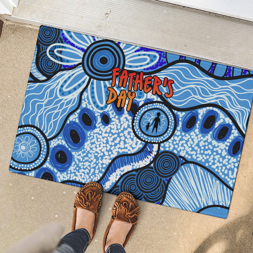 Australia Aboriginal Fathers Day Rubber Doormat Indigenous Dot Art Pattern - Parent Child