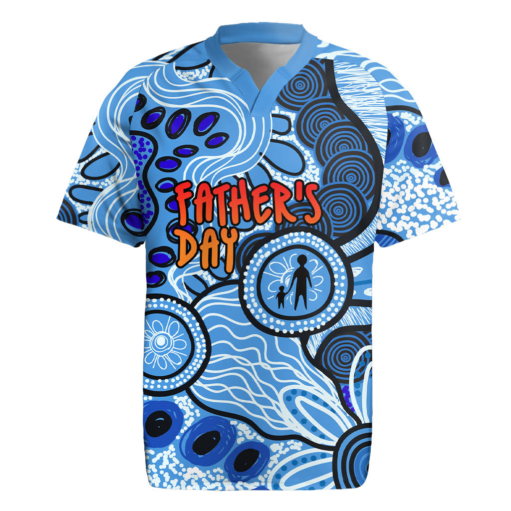 Australia Aboriginal Fathers Day Rugby Jersey Indigenous Dot Art Pattern - Parent Child
