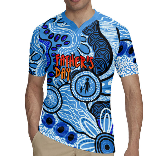 Australia Aboriginal Fathers Day Rugby Jersey Indigenous Dot Art Pattern - Parent Child
