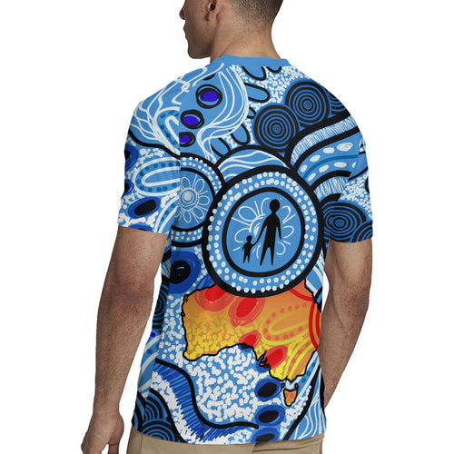 Australia Aboriginal Fathers Day Rugby Jersey Indigenous Dot Art Pattern - Parent Child