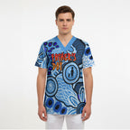 Australia Aboriginal Fathers Day Scrub Top Indigenous Dot Art Pattern - Parent Child