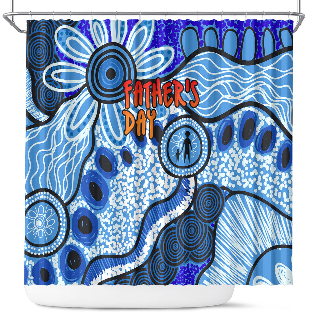 Australia Aboriginal Fathers Day Shower Curtain Indigenous Dot Art Pattern - Parent Child