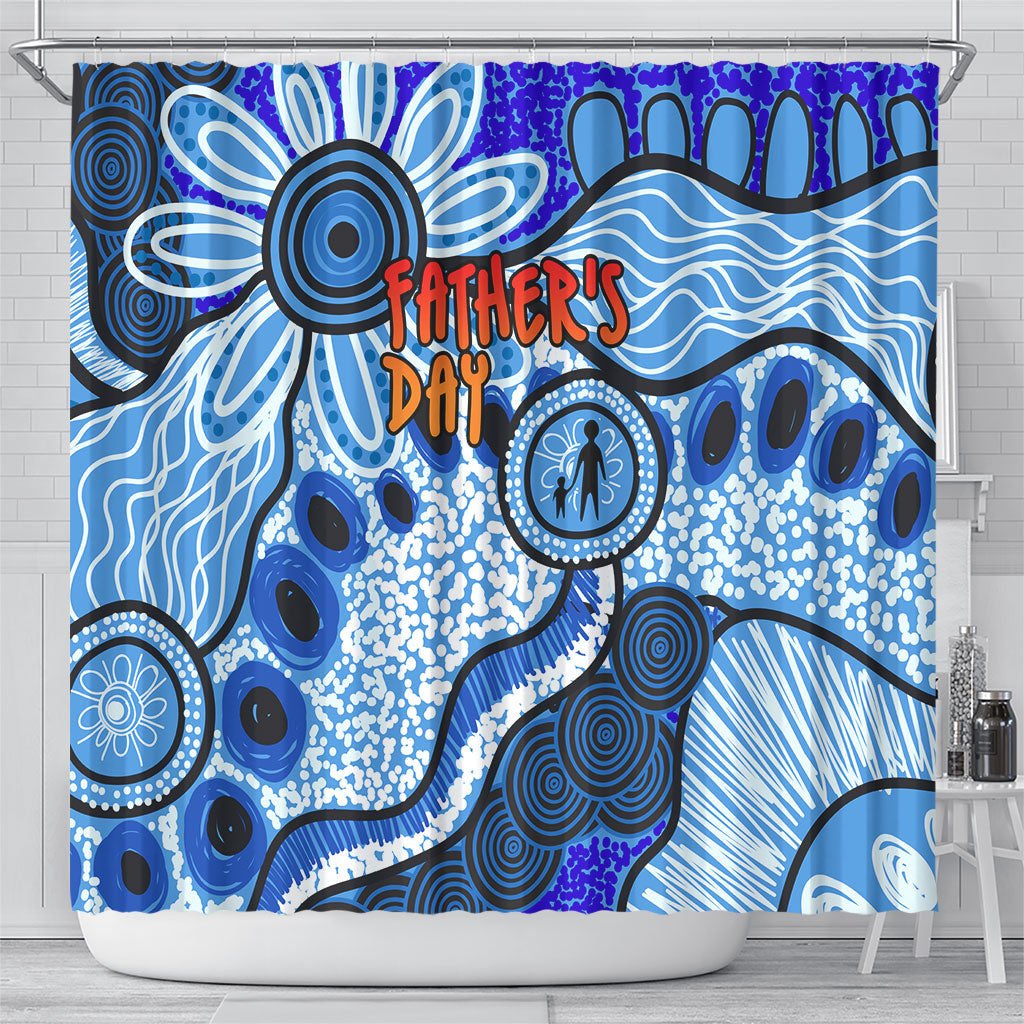 Australia Aboriginal Fathers Day Shower Curtain Indigenous Dot Art Pattern - Parent Child