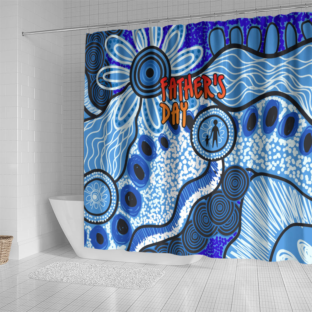 Australia Aboriginal Fathers Day Shower Curtain Indigenous Dot Art Pattern - Parent Child