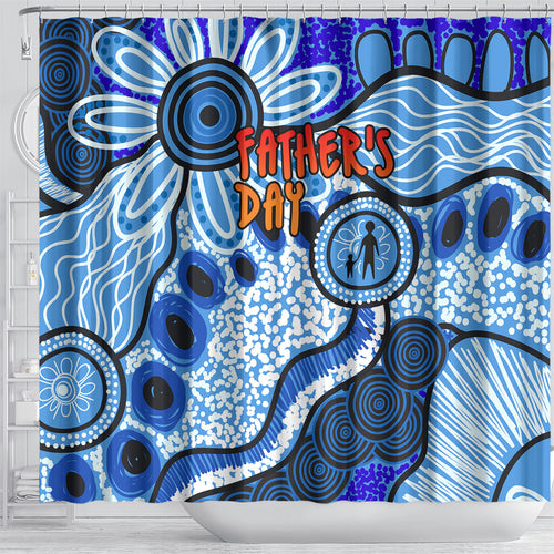 Australia Aboriginal Fathers Day Shower Curtain Indigenous Dot Art Pattern - Parent Child