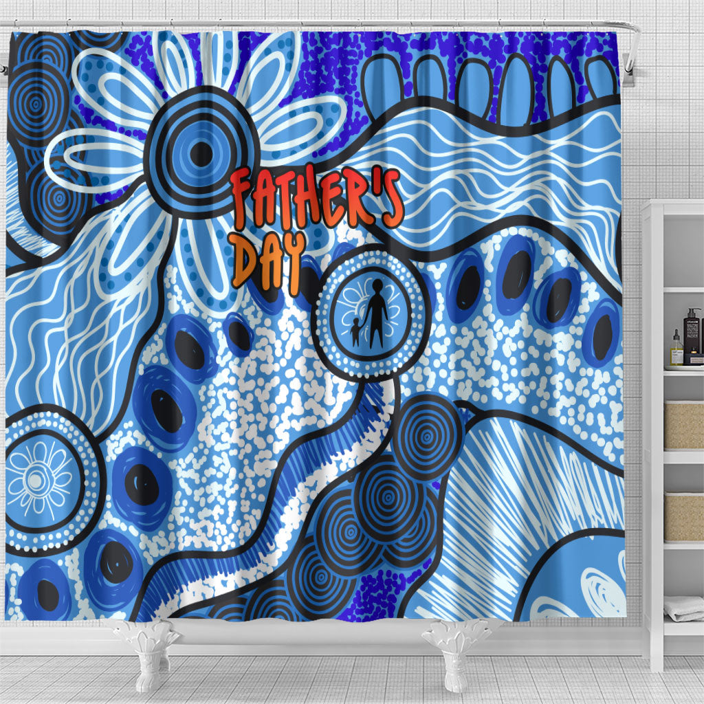 Australia Aboriginal Fathers Day Shower Curtain Indigenous Dot Art Pattern - Parent Child