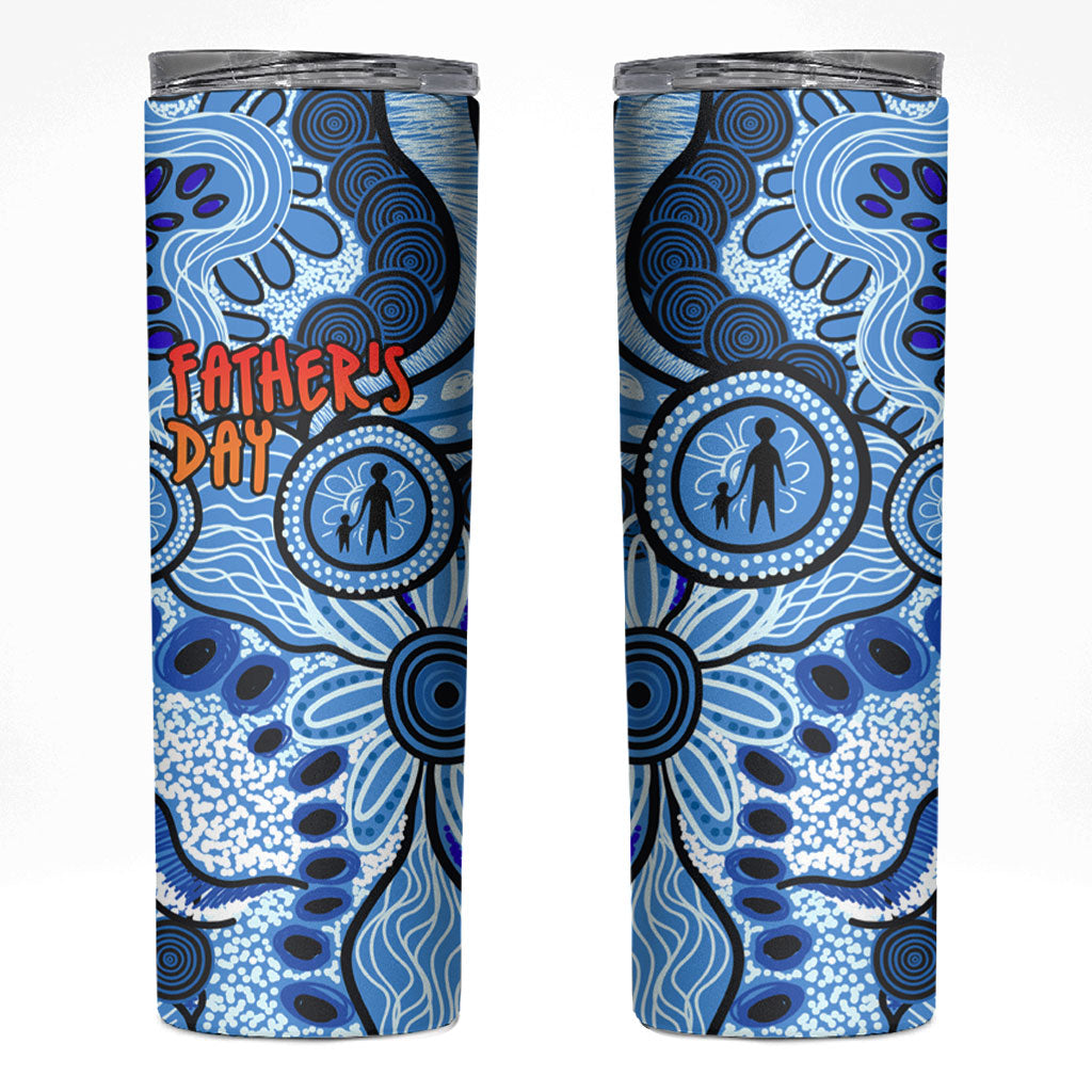 Australia Aboriginal Fathers Day Skinny Tumbler Indigenous Dot Art Pattern - Parent Child