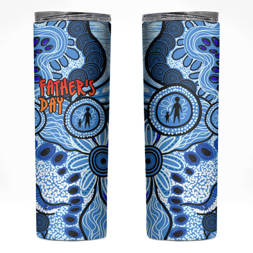 Australia Aboriginal Fathers Day Skinny Tumbler Indigenous Dot Art Pattern - Parent Child