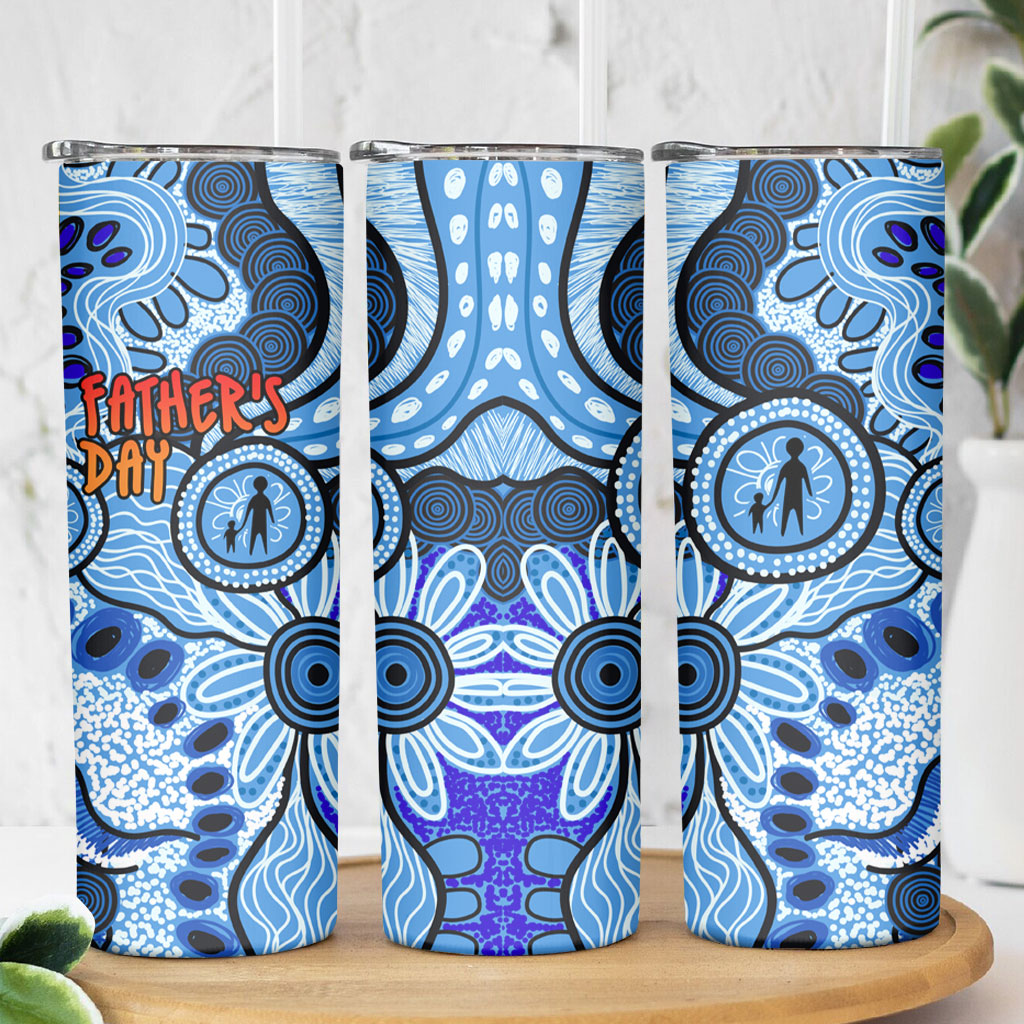 Australia Aboriginal Fathers Day Skinny Tumbler Indigenous Dot Art Pattern - Parent Child