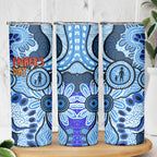 Australia Aboriginal Fathers Day Skinny Tumbler Indigenous Dot Art Pattern - Parent Child