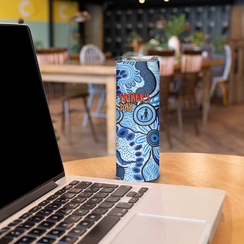 Australia Aboriginal Fathers Day Skinny Tumbler Indigenous Dot Art Pattern - Parent Child