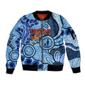 Australia Aboriginal Fathers Day Sleeve Zip Bomber Jacket Indigenous Dot Art Pattern - Parent Child