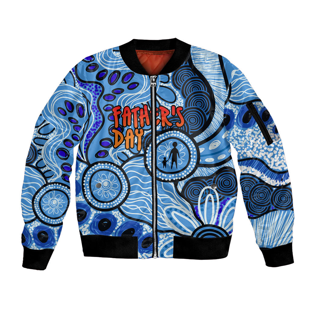 Australia Aboriginal Fathers Day Sleeve Zip Bomber Jacket Indigenous Dot Art Pattern - Parent Child