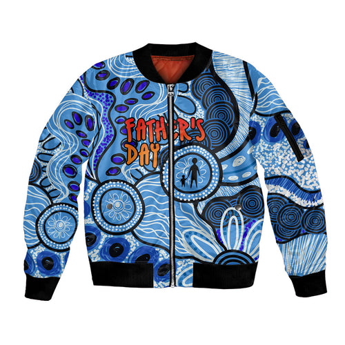 Australia Aboriginal Fathers Day Sleeve Zip Bomber Jacket Indigenous Dot Art Pattern - Parent Child