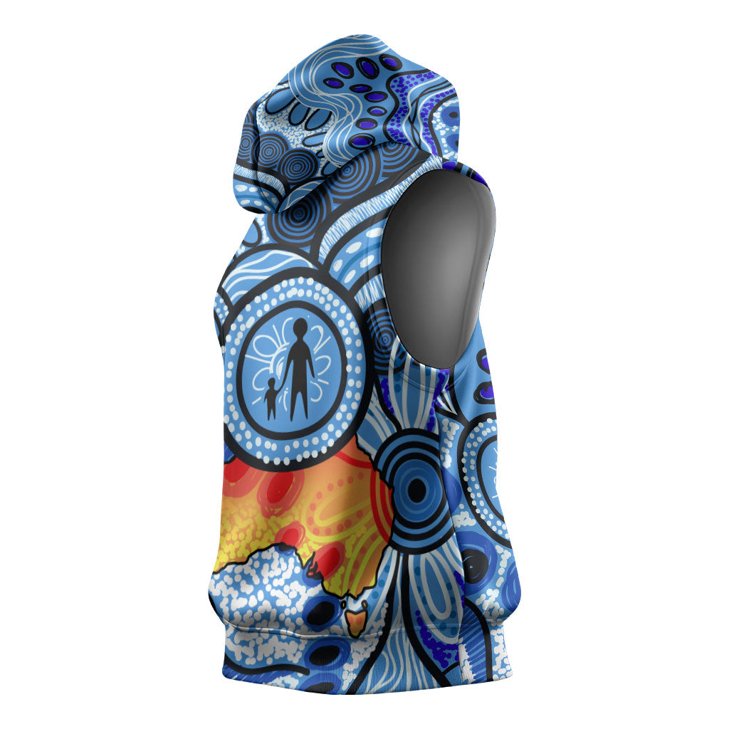 Australia Aboriginal Fathers Day Sleeveless Hoodie Indigenous Dot Art Pattern - Parent Child