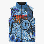 Australia Aboriginal Fathers Day Sleeveless Puffer Jacket Indigenous Dot Art Pattern - Parent Child
