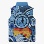 Australia Aboriginal Fathers Day Sleeveless Puffer Jacket Indigenous Dot Art Pattern - Parent Child