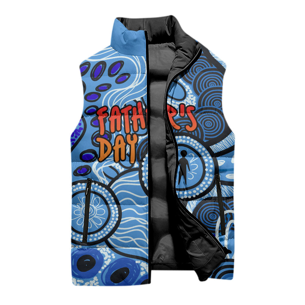 Australia Aboriginal Fathers Day Sleeveless Puffer Jacket Indigenous Dot Art Pattern - Parent Child