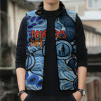 Australia Aboriginal Fathers Day Sleeveless Puffer Jacket Indigenous Dot Art Pattern - Parent Child