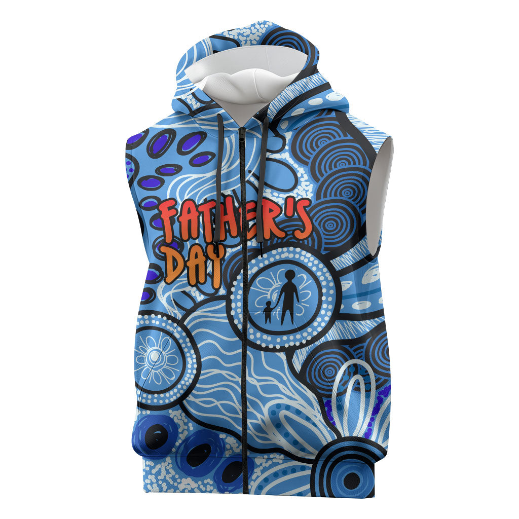 Australia Aboriginal Fathers Day Sleeveless Zip Hoodie Indigenous Dot Art Pattern - Parent Child