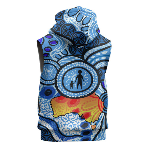 Australia Aboriginal Fathers Day Sleeveless Zip Hoodie Indigenous Dot Art Pattern - Parent Child