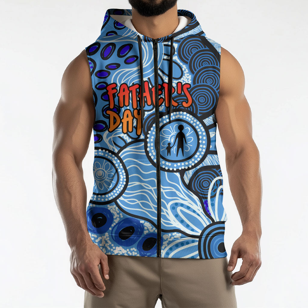 Australia Aboriginal Fathers Day Sleeveless Zip Hoodie Indigenous Dot Art Pattern - Parent Child