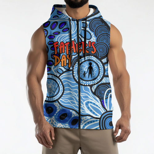 Australia Aboriginal Fathers Day Sleeveless Zip Hoodie Indigenous Dot Art Pattern - Parent Child