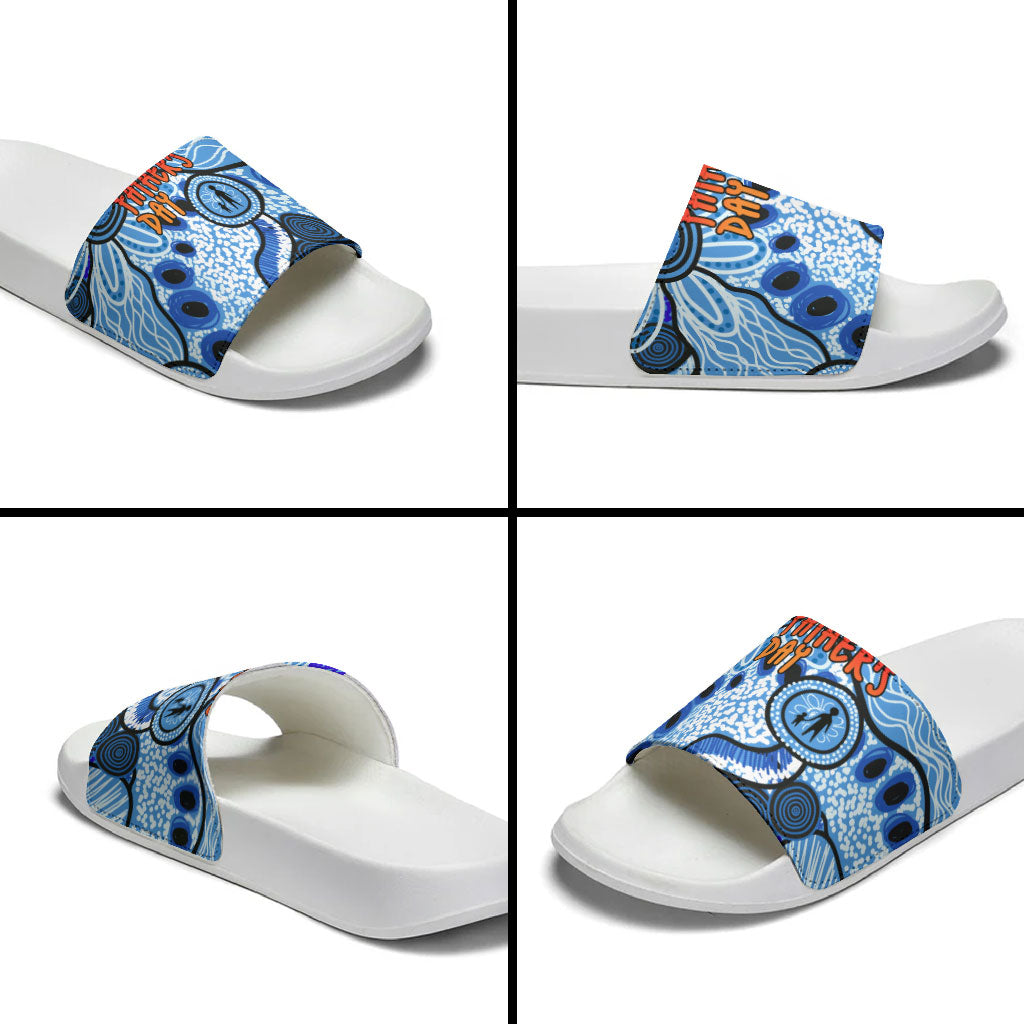 Australia Aboriginal Fathers Day Slide Sandals Indigenous Dot Art Pattern - Parent Child