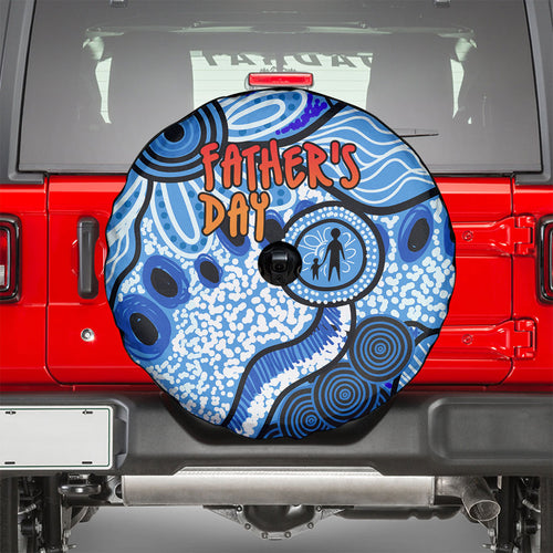 Australia Aboriginal Fathers Day Spare Tire Cover Indigenous Dot Art Pattern - Parent Child